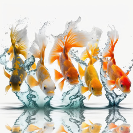 Vibrant Goldfish Swimming in Clear Water. Perfect for aquarium enthusiasts. Generative AIの素材