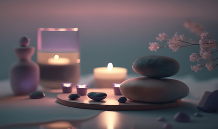 Soft Ethereal Dreamy Background for Self-Care and Mind-Body Balance. Generative AIの素材