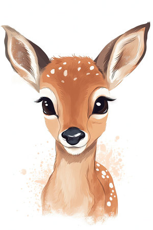Sweet Baby Deer Illustration for Invitations and Scrapbooking. Generative AIの素材