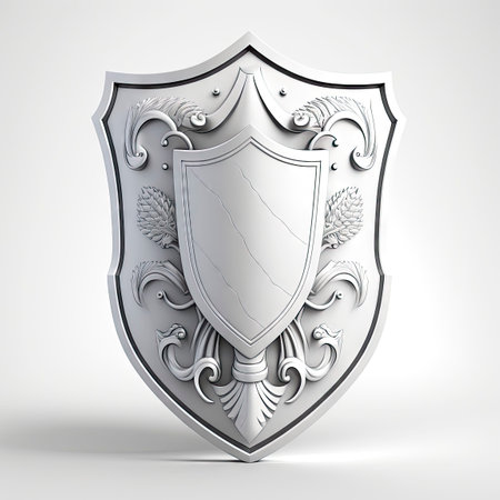 Black Count Shield on White Background for Protection and Security. Generative AIの素材