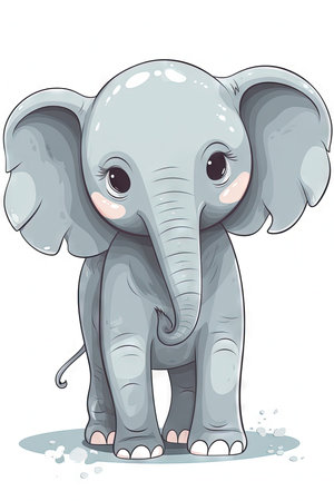 Sweet and Simple Baby Elephant Illustration for Invitations and Scrapbooking. Generative AIの素材