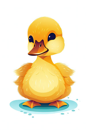 Sweet Baby Duck Illustration for Invitations and Scrapbooking. Generative AIの素材