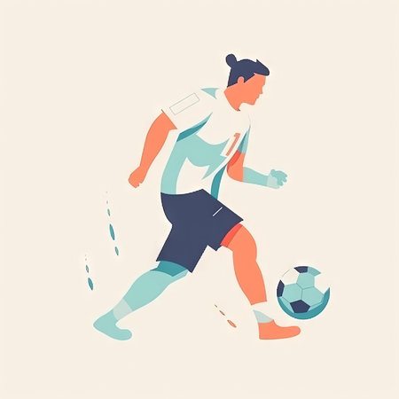 Minimalist Soccer Player Illustration on White Background for Sports Websites and Blogs. Generative AIの素材