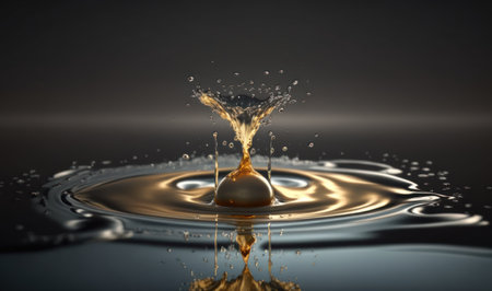 Ethereal Water Drop Splash in Slow Motion for Design Projects. Generative AIの素材