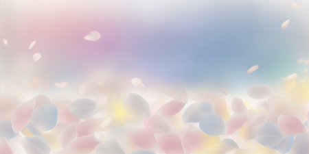 Soft Pastel Color Background with Petals and Bokeh Light. Perfect for invitations and posters. Generative AIの素材