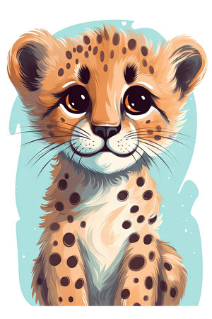 Sweet Baby Cheetah Illustration for Invitations and Posters. Generative AIの素材