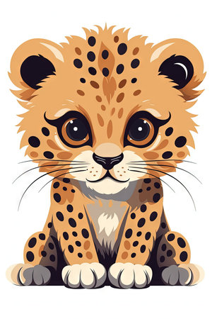 Sweet Baby Leopard Illustration for Invitations and Posters. Generative AIの素材