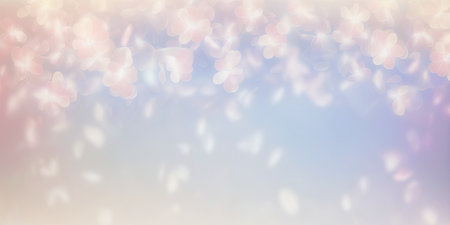 Soft Pastel Color Background with Petals and Bokeh Light. Perfect for invitations and posters. Generative AIの素材