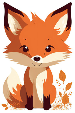 Sweet Baby Fox Illustration for Invitations and Posters. Generative AIの素材