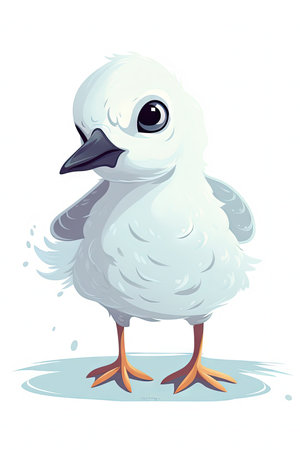 Sweet Baby Seagull Illustration for Invitations and Scrapbooking. Generative AIの素材