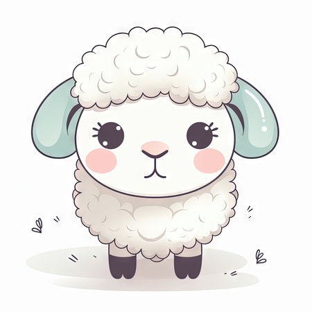 Clean Lines Sheep Clipart for Invitations and Scrapbooking. Generative AIの素材