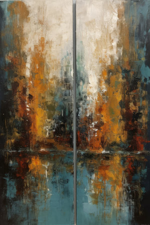Split Screen Philosophy: Impressionistic Minimalistic Painting. Perfect for posters and landing pages. Generative AIの素材