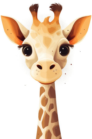 Sweet Baby Giraffe Illustration for Invitations and Scrapbooking. Generative AIの素材