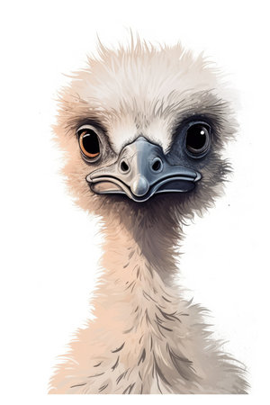 Sweet Baby Emu Illustration for Invitations and Scrapbooking. Generative AIの素材