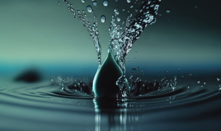 Ethereal Water Drop Splash in Calm Waters. Perfect for nature-themed designs. Generative AIの素材