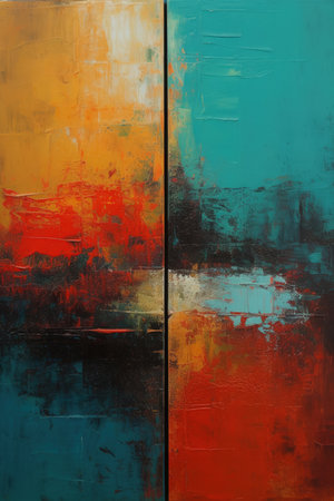 Philosophical Impressionism: Minimalist Split Screen Painting. Perfect for posters and landing pages. Generative AIの素材