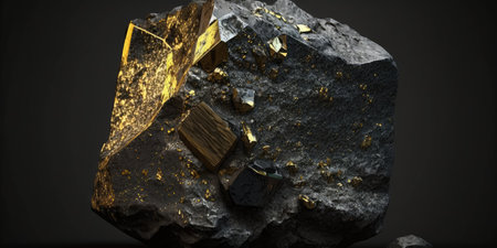 Coal and Mineral Stone on White Background. Perfect for geology presentations. Generative AIの素材
