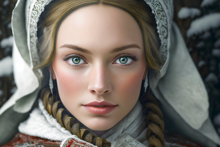 Beautiful Girl Representing the Country of Russia for Posters and Web. Generative AIの素材