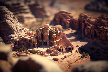 Discover the Miniature Beauty of Petra, Jordan. Perfect for Travel Brochures and Postcards. Generative AIの素材