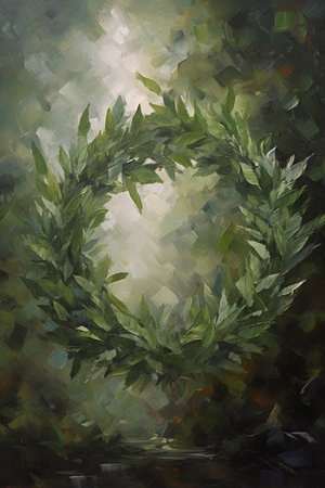 Olive Branch Peace Sign Impressionism Oil Painting. Perfect for Invitations and Posters. Generative AIの素材
