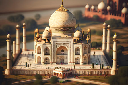 Miniature Taj Mahal in India. Perfect for Travel Brochures and Postcards. Generative AIの素材