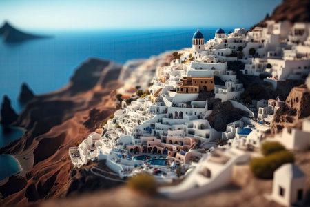 Santorini Island Greece Tilt-Shift High Detailedの素材