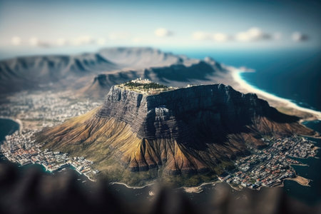 Table Mountain in Cape Town: A Majestic View for Your Travel Blog. Generative AIの素材