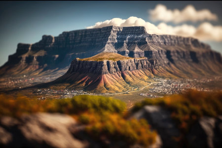 Table Mountain in Cape Town: A Majestic View for Your Travel Blog. Generative AIの素材
