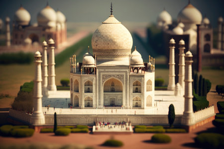 Miniature Taj Mahal in India. Perfect for Travel Brochures and Postcards. Generative AIの素材
