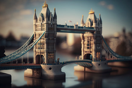 The Tower Bridge in England: A Miniature World. Generative AIの素材