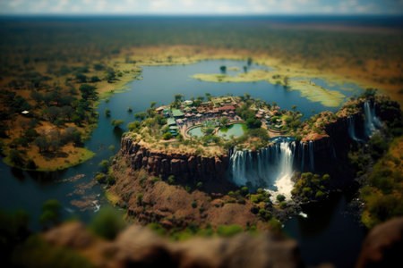 Victoria Falls Zambia: A Miniature World of Wonder. Perfect for Travel Brochures and Posters. Generative AIの素材