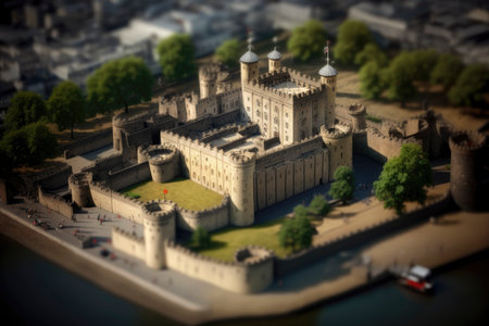 The Tower of London: A Miniature World. Perfect for Scrapbooking and Posters. Generative AIの素材