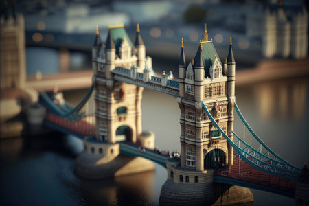 The Tower Bridge in England: A Miniature View for Your Designs. Generative AIの素材