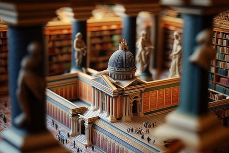 The Vatican Library in Miniature. Perfect for Scrapbooking and Invitations. Generative AIの素材