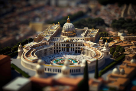 Miniature View of The Vatican City for Travel Brochures. Generative AIの素材