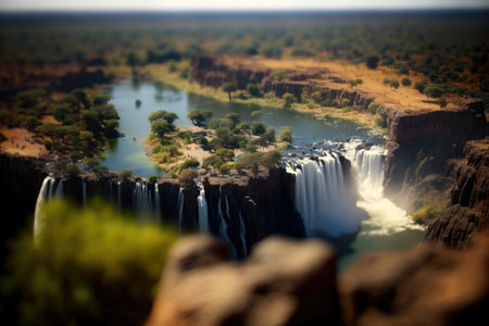 The Majestic Victoria Falls in Zambia. Perfect for Travel Brochures and Websites. Generative AIの素材
