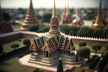 The Majestic Wat Phra Kaew in Thailand. Perfect for Travel Brochures and Websites. Generative AIの素材