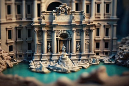 Trevi Fountain in Italy: A Miniature World of Beauty. Generative AIの素材