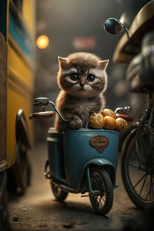 The Adorable Super Mini Kitten with Beautiful Eyes - Perfect for Greeting Cards and Invitations. Generative AIの素材