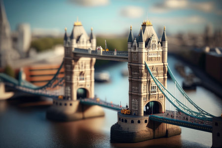 The Tower Bridge in England: A Miniature View for Your Designs. Generative AIの素材