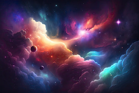 Cosmic Space Background with Colorful Stars for Posters and Web. Generative AIの素材