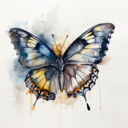 Ethereal Butterfly Watercolor on White Background for Invitations and Posters. Generative AIの素材