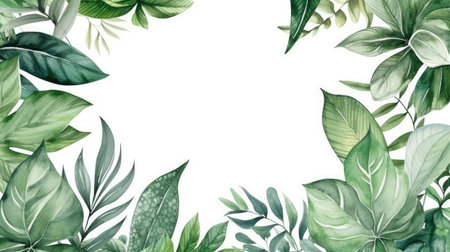 Tropical Watercolor Frame for Wedding Invitations. Generative AIの素材