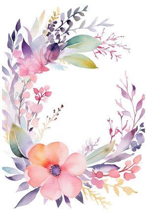 Simple Watercolor Mother's Day Greeting Card Frame on White Background. Generative AIの素材