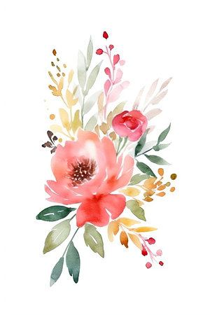Simple Watercolor Mother's Day Greeting Card on White Background. Generative AIの素材