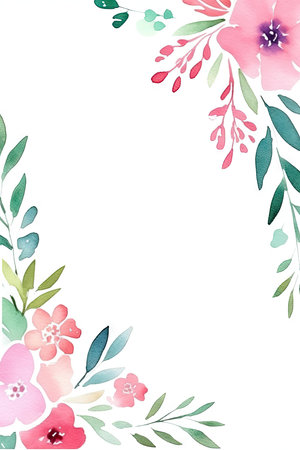 Simple Watercolor Mother's Day Greeting Card Frame on White Background. Generative AIの素材