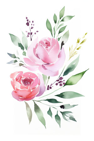 Simple Watercolor Mother's Day Greeting Card on White Background. Generative AIの素材