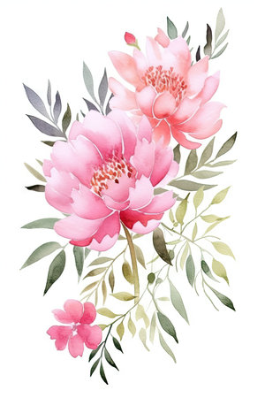 Simple Watercolor Mother's Day Greeting Card Frame on White Background. Generative AIの素材