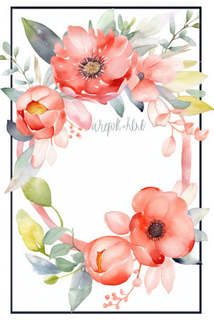 Simple Watercolor Mother's Day Greeting Card on White Background. Generative AIの素材
