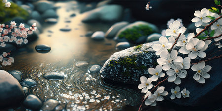 Cherry Blossom Bliss: A Serene Background for Your Designs. Generative AIの素材